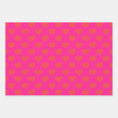 Trendy Hot Pink und Orange Glitzer Herz Geschenkpapier Set (Vorderseite 2)