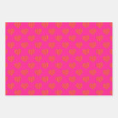 Trendy Hot Pink und Orange Glitzer Herz Geschenkpapier Set (Vorderseite)
