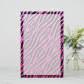 Trendy Hot Pink Zebra Print Glitz Glitzer Glitzern Briefpapier (Stehend Vorderseite)