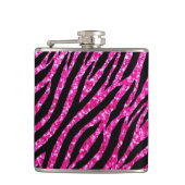 Trendy Hot Pink Zebra Print Glitz Glitzer Glitzern Flachmann (Vorderseite)