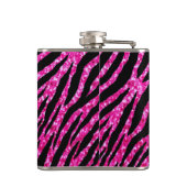 Trendy Hot Pink Zebra Print Glitz Glitzer Glitzern Flachmann (Rückseite)