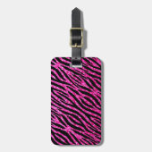 Trendy Hot Pink Zebra Print Glitz Glitzer Glitzern Gepäckanhänger (Vorderseite vertikal)