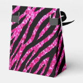 Trendy Hot Pink Zebra Print Glitz Glitzer Glitzern Geschenkschachtel (Rückseite)