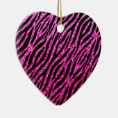 Trendy Hot Pink Zebra Print Glitz Glitzer Glitzern Keramikornament (Rechts)