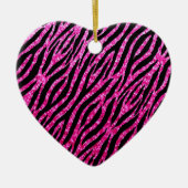 Trendy Hot Pink Zebra Print Glitz Glitzer Glitzern Keramikornament (Vorne)