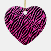 Trendy Hot Pink Zebra Print Glitz Glitzer Glitzern Keramikornament (Hinten)