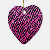 Trendy Hot Pink Zebra Print Glitz Glitzer Glitzern Keramikornament (Links)