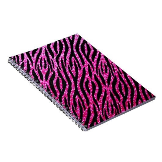 Trendy Hot Pink Zebra Print Glitz Glitzer Glitzern Notizblock (Rechte Seite)