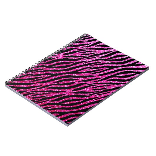 Trendy Hot Pink Zebra Print Glitz Glitzer Glitzern Notizblock (Linke Seite)