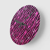 Trendy Hot Pink Zebra Print Glitz Glitzer Glitzern Runde Wanduhr (Winkel)