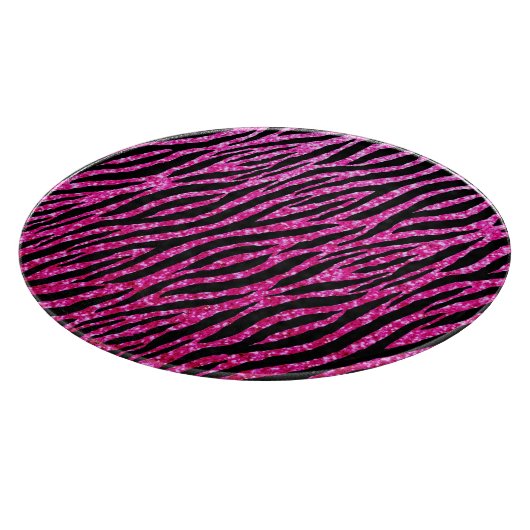 Trendy Hot Pink Zebra Print Glitz Glitzer Glitzern Schneidebrett (Ecke)