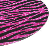 Trendy Hot Pink Zebra Print Glitz Glitzer Glitzern Schneidebrett (Ecke)