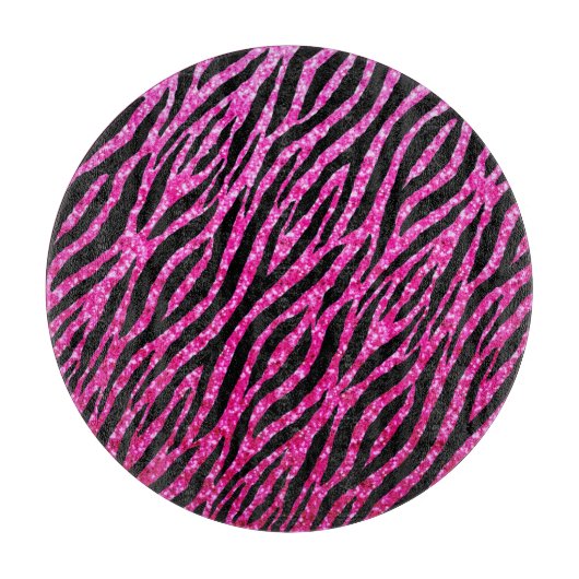 Trendy Hot Pink Zebra Print Glitz Glitzer Glitzern Schneidebrett (Vorderseite)
