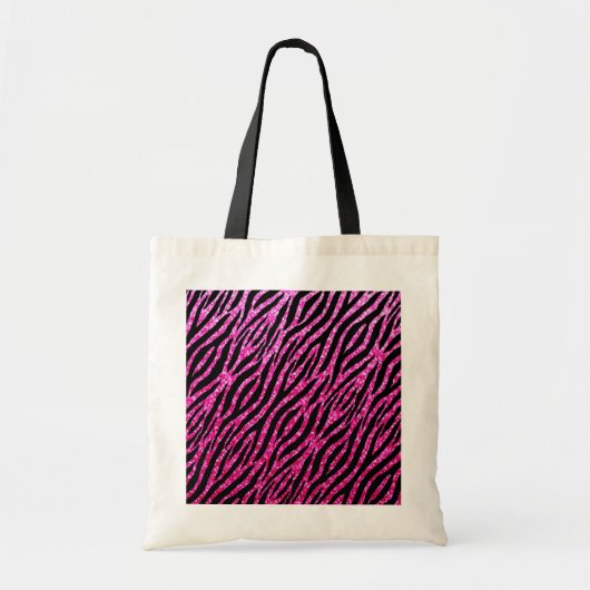 Trendy Hot Pink Zebra Print Glitz Glitzer Glitzern Tragetasche (Vorne)