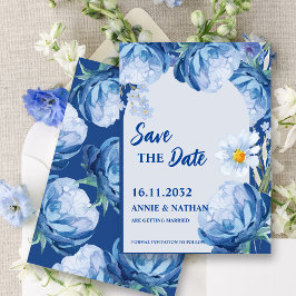 Trendy Hübsch Blue Florals Wedding Save the Date