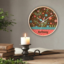 Trendy Hübsch Floral Personalisiert Unique Clock