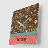 Trendy Hübsch Floral Personalisiert Unique Clock Quadratische Wanduhr (Winkel)