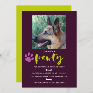 Trendy Hund oder Welpe Geburtstagsparty Foto laden Einladung