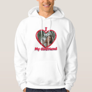 Trendy I Liebe My Girlfriend Red Heart Custom Foto Hoodie
