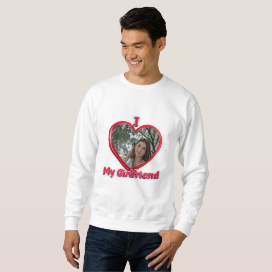 Trendy I Liebe My Girlfriend Red Heart Custom Foto Sweatshirt (Vorne ganz)