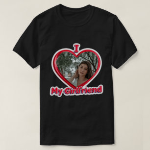 Trendy I Liebe My Girlfriend Red Heart Custom Foto T-Shirt