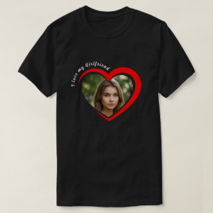 Trendy I Liebe My Girlfriend Red Heart Custom Foto T-Shirt