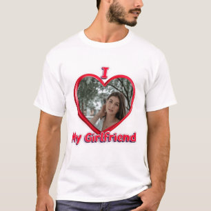 Trendy I Liebe My Girlfriend Red Heart Custom Foto T-Shirt