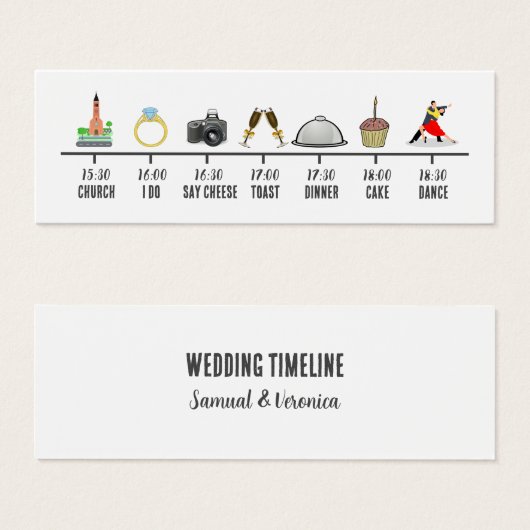 Trendy Icon Wedding Timeline Mini Card (Vorne & Hinten)