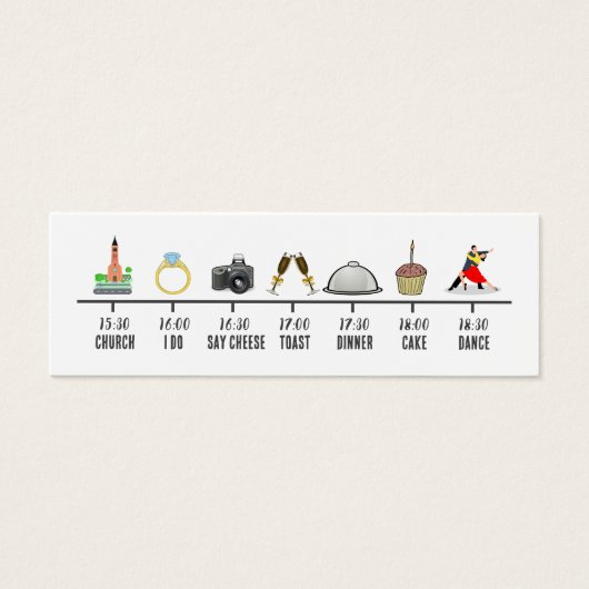 Trendy Icon Wedding Timeline Mini Card (Vorderseite)