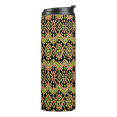 Trendy Ikat Ethnic Pattern auf Schwarz zu individu Thermosbecher (Nach links gedreht)