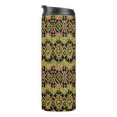 Trendy Ikat Ethnic Pattern auf Schwarz zu individu Thermosbecher (Nach rechts gedreht)