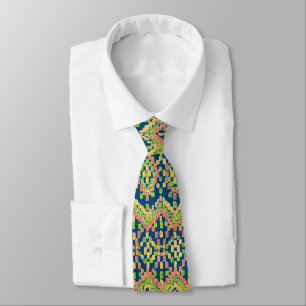 Trendy Ikat farbenfrohe ethnische Muster auf blau Krawatte