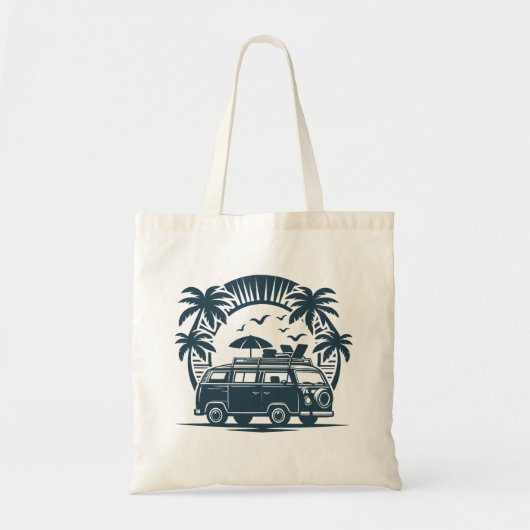 Trendy Illustration Black & White Beach Tragetasche (Vorne)