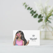 Trendy Illustriert Hot-Pink Beruflich Visitenkarte (Stehend Vorderseite)