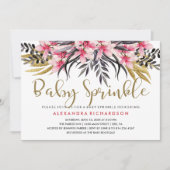 Trendy Imitat-GoldGlitzer-Blumenbaby besprühen Einladung (Vorderseite)