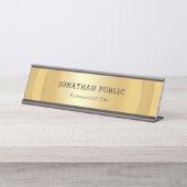 Trendy Imitate Gold Modern Eleganter Template Glam Schreibtischnamensplakette (Vorderseite )