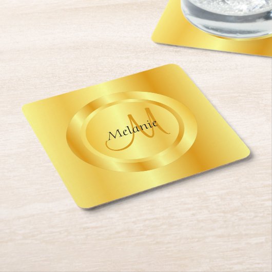 Trendy Imitate Gold Moderne Monogram Elegant Templ Rechteckiger Pappuntersetzer (angewinkelt)