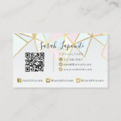 Trendy Imitate Gold & Pastel Geometric QR Code Visitenkarte (Rückseite)