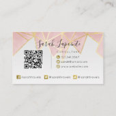 Trendy Imitate Gold & Rose Pink Geometric QR Code Visitenkarte (Rückseite)