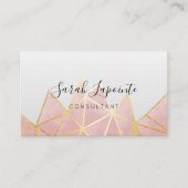 Trendy Imitate Gold & Rose Pink Geometric QR Code Visitenkarte (Vorderseite)