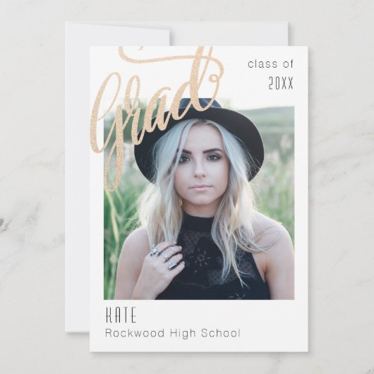 Trendy Imitate Gold Sparkle Grad Ankündigung/Einla Einladung (Vorderseite)