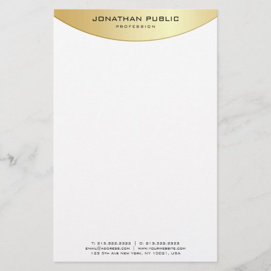 Trendy Imitate Gold White Elegante Moderne Vorlage Briefpapier (Vorderseite)