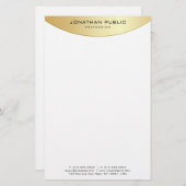 Trendy Imitate Gold White Elegante Moderne Vorlage Briefpapier (Vorne/Hinten)