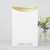 Trendy Imitate Gold White Elegante Moderne Vorlage Briefpapier (Stehend Vorderseite)