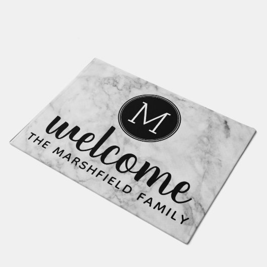 Trendy Imitate Marmor mit benutzerdefiniertem Mono Fußmatte (Schrägansicht)