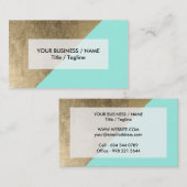 Trendy Imitatgoldtürkis moderner Chic-Farbblock Visitenkarte (Vorne/Hinten)