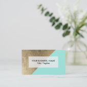 Trendy Imitatgoldtürkis moderner Chic-Farbblock Visitenkarte (Stehend Vorderseite)