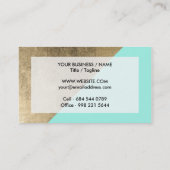 Trendy Imitatgoldtürkis moderner Chic-Farbblock Visitenkarte (Rückseite)
