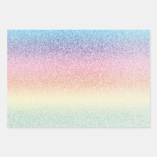 Trendy Imitats Glitzer Rainbow Ombre Elegant 12x18 Geschenkpapier Set (Vorderseite 3)