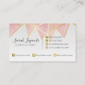 Trendy Imitats Gold & Rose Pink Geometrie Visitenkarte (Rückseite)